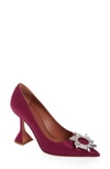 Amina Muaddi Begum Brooch Pointed Toe Pump In Magenta