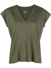 Frame Le High Rise V-neck Organic Pima Cotton T-shirt In Khaki