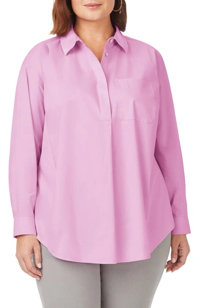 Foxcroft Lacey Non-iron Popover Tunic Top In Orchid Bouquet