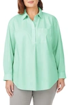 Foxcroft Lacey Non-iron Popover Tunic Top In Sea Mist