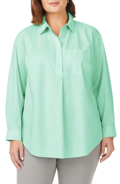 Foxcroft Lacey Non-iron Popover Tunic Top In Sea Mist