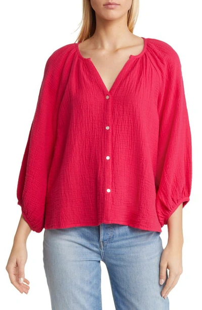 Tommy Bahama Coral Isle Cotton Gauze Peasant Blouse In Pink