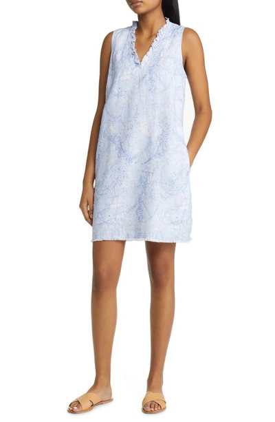 Tommy Bahama Totally Toile Linen Shift Dress In Light Sky