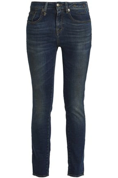 R13 Woman Faded Mid-rise Skinny Jeans Dark Denim