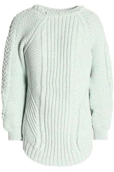 Belstaff Woman Cable-knit Cotton Sweater Mint