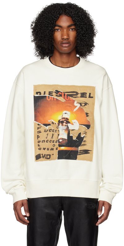 Diesel S-macs-poff Sweatshirt In White