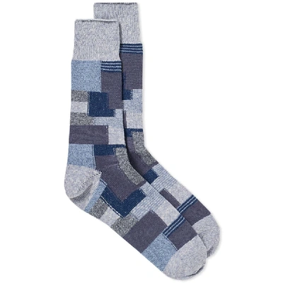 Anonymous Ism Patchwork Crew Sock In Blue
