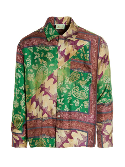 Aries Star Mix-print Silk Shirt In Multicolor