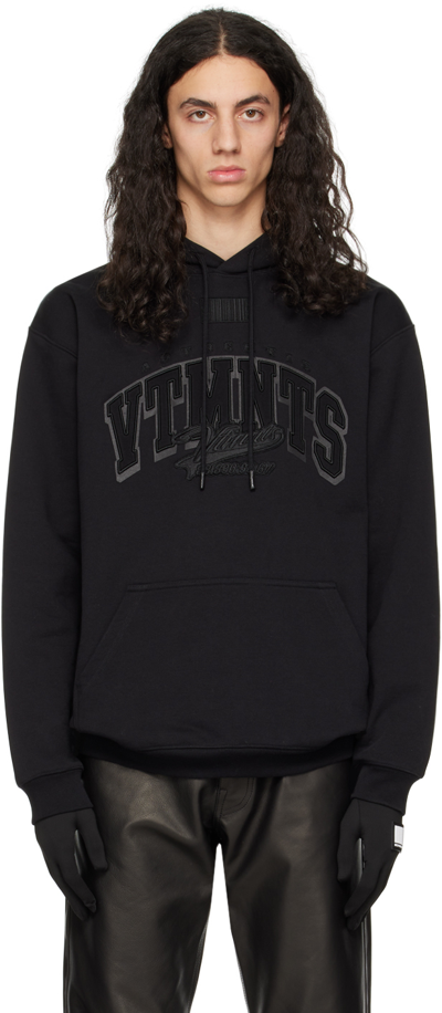 Vtmnts Embroidered-logo Long-sleeve Hoodie In Black