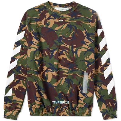 Off-white Diagonal Camo Crew Sweat In Green