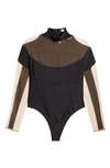 Mugler Illusion Stretch-jersey And Tulle Bodysuit In Black