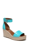 Franco Sarto Clemens Platform Wedge Sandal In Aqua Blue Crocco Faux Leather