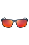 Nike Fire 58mm Polarized Rectangular Sunglasses In Dark Grey/ Polar Red Flash