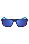 Nike Fire 58mm Polarized Rectangular Sunglasses In Obsidian/ Polar Blue Flash