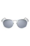 Nike Swerve 51mm Polarized Round Sunglasses In Clear/ Polar Silver Flash