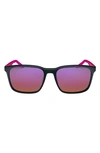 Nike Rave 57mm Polarized Square Sunglasses In Black/ Polar Pink Flash