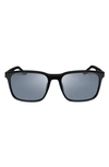 Nike Rave 57mm Polarized Square Sunglasses In Black/ Polar Silver Flash