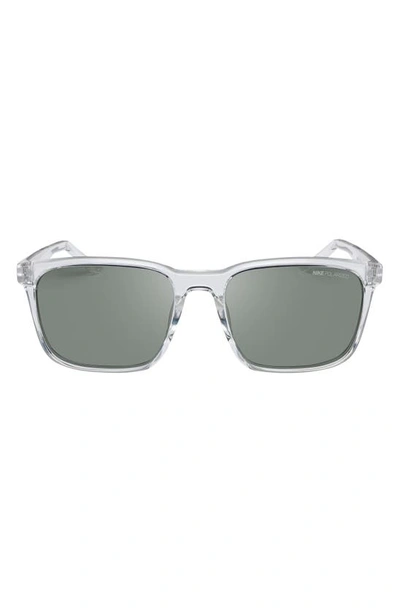 Nike Rave 57mm Polarized Square Sunglasses In Clear/ Polar Green