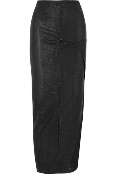 Rick Owens Lamé Maxi Skirt In Black