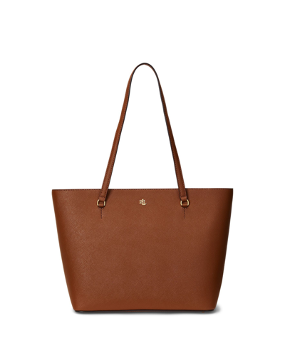 Lauren Ralph Lauren Clare Leather Tote Bag In Lauren Tan