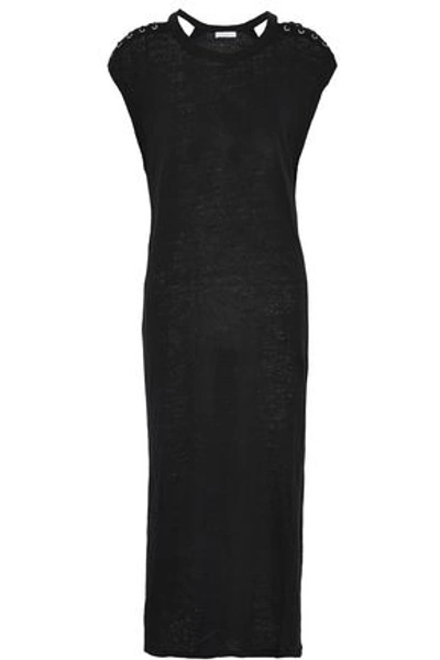Iro Woman Lace-up Slub Linen Midi Dress Black