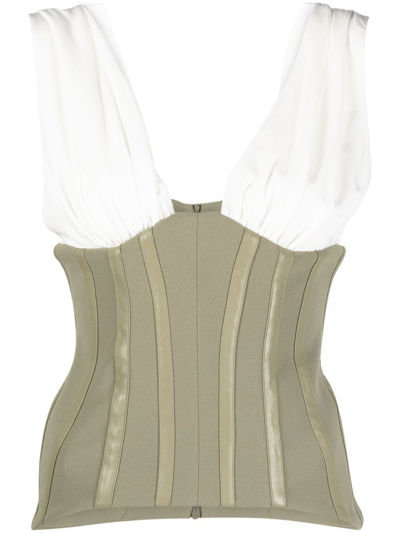 Paris Georgia Mahala Two-tone Bodice In Green/white