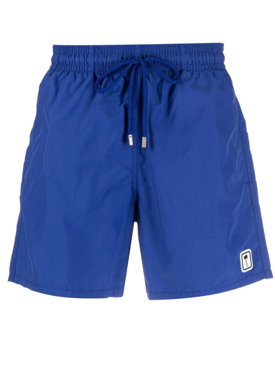 Palm Angels Logo Swim Shorts In Blue