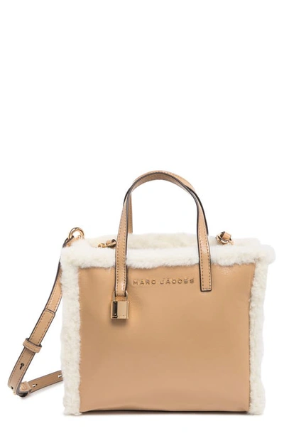 Marc Jacobs Mini Grind Faux Fur Trimmed Tote In Iced Coffee