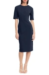 Donna Morgan Sheath Midi Dress In Twilight Navy