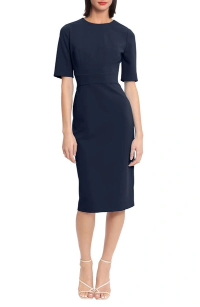 Donna Morgan Sheath Midi Dress In Twilight Navy