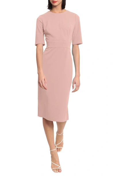 Donna Morgan Sheath Midi Dress In Shell Pink