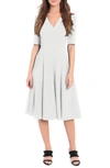 Donna Morgan V-neck Fit & Flare Dress In Ivory