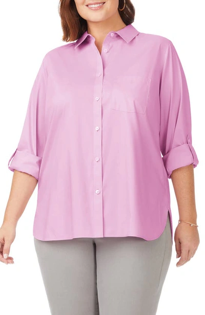 Foxcroft Cole Roll Sleeve Button-up Shirt In Orchid Bouquet