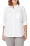 Foxcroft Cole Roll Sleeve Button-up Shirt In White