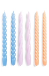Hay Spiral 6-pack Assorted Candles In Lilac Light Blue Dark Peach
