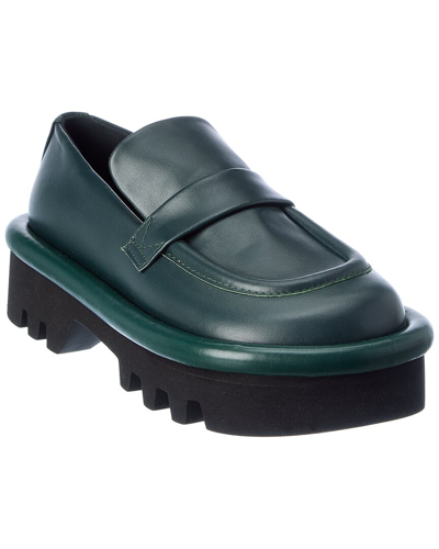 Jw Anderson Bumper Leather Loafer In Green