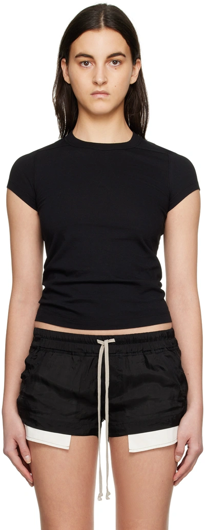 Rick Owens Black Cropped Level T-shirt In Multi-colored