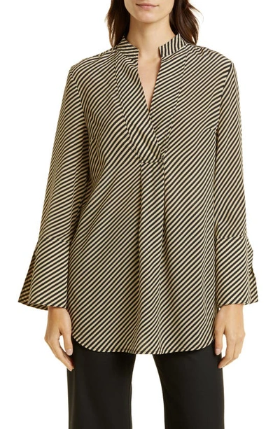 By Malene Birger Silk Diagonal-stripe Blouse In Black
