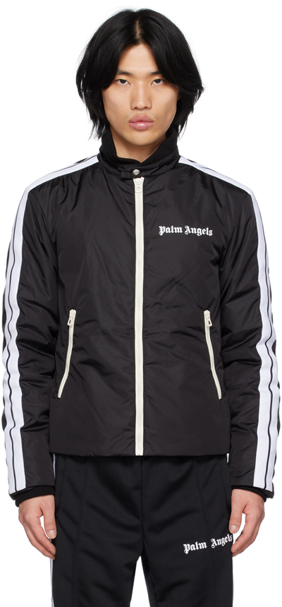 Palm Angels Lightweight Puffer Track Jacket In Nero