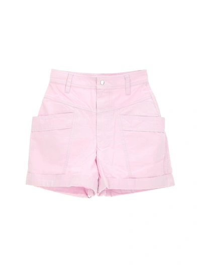 Isabel Marant Étoile Safa Broderie-anglaise Cotton Shorts In Purple