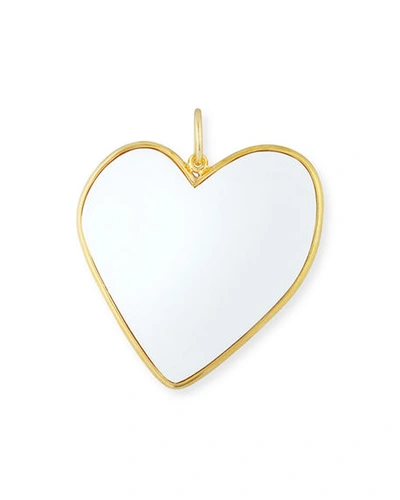 Edie Parker Large Enamel Heart Pendant In White