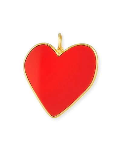 Edie Parker Large Enamel Heart Pendant In Red