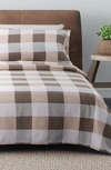 Woven & Weft Turkish Cotton Printed Flannel Sheet Set In Soft Taupe / Pale Grey