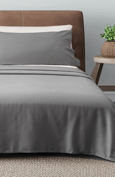 Woven & Weft Cotton Solid Flannel Sheet Set In Frost Grey