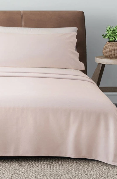 Woven & Weft Cotton Solid Flannel Sheet Set In Blush Pink