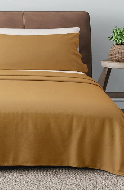 Woven & Weft Cotton Solid Flannel Sheet Set In Marigold