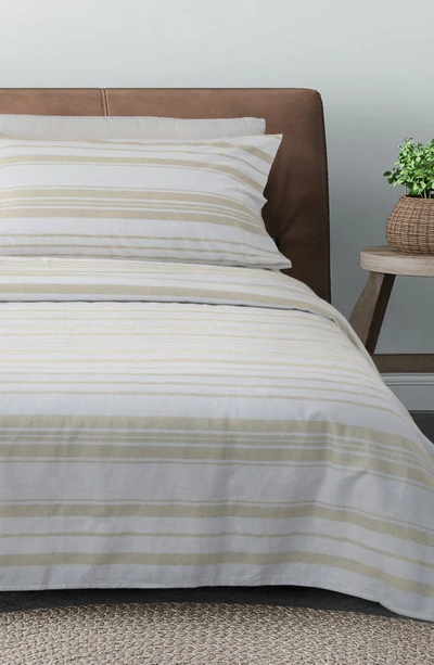 Woven & Weft Turkish Cotton Solid Flannel Sheet Set In Taupe - Stripe