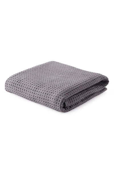 Woven & Weft Super Soft Cotton All-season Waffle Weave Throw In Dark Grey