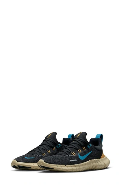 Nike Free Rn 5.0 2021 Running Shoe In Black/ Aqua/ Anthracite