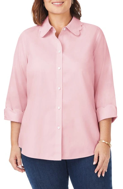 Foxcroft Gwen Cotton Button-up Shirt In Chambray Pink